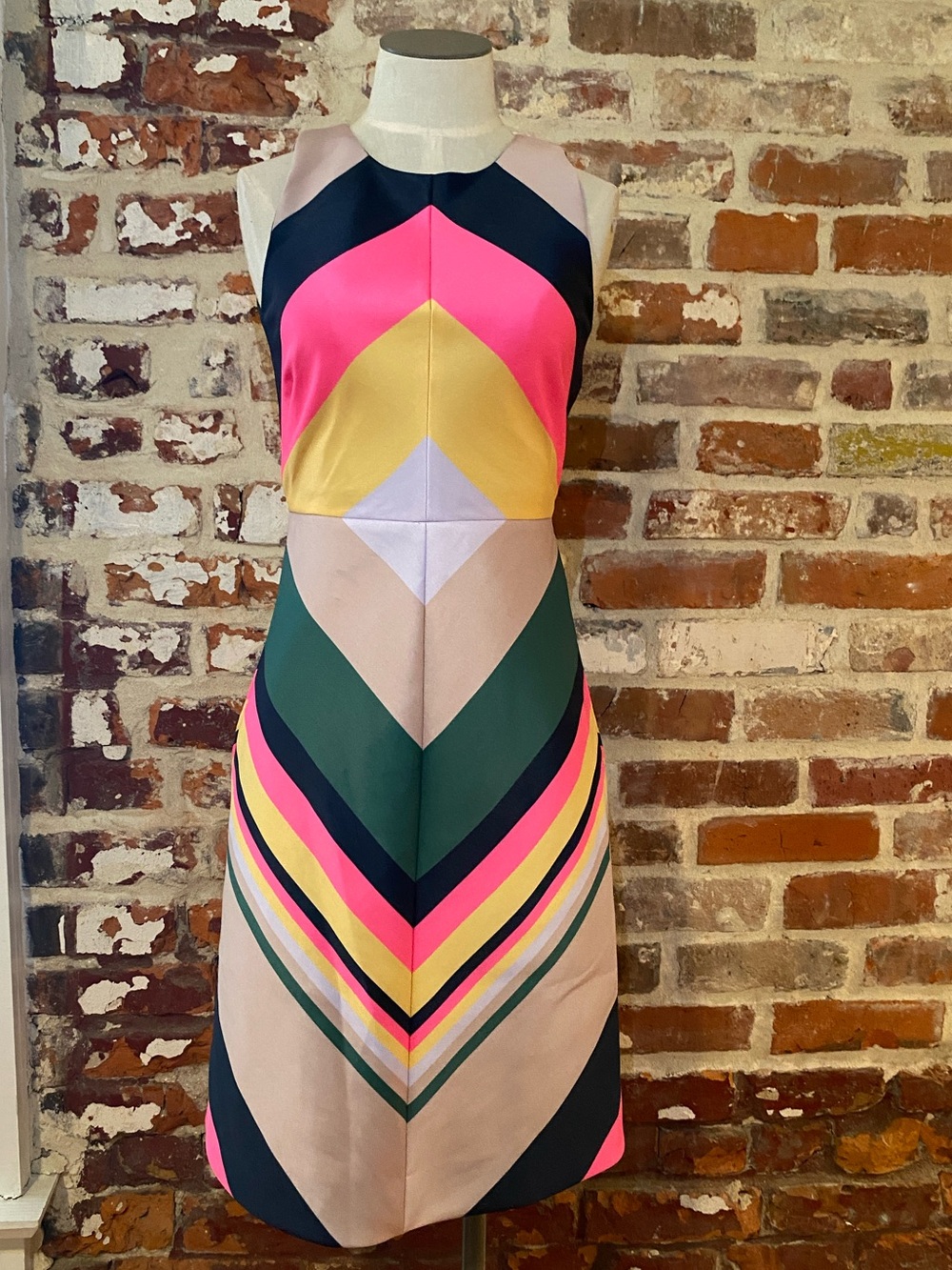 J.Crew Collection Pop Multicolor Chevron Mini Dress Pink & Black 00